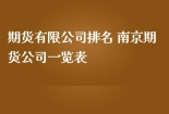 期货有限公司排名 南京期货公司一览表
